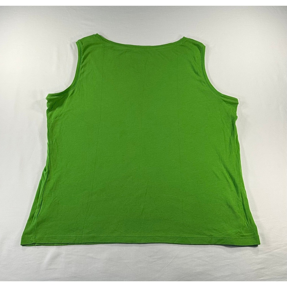 Talbots Woman 1X Green 100% Pima Cotton Sleeveless Tank Top Scoop Neck B3 - Picture 4 of 4
